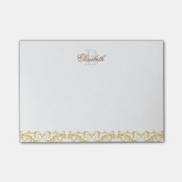 Notas Post-it® Damasco de oro del monograma