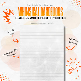 Notas Post-it® Dandeliones caprichosos en blanco y negro 3M