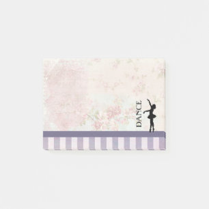 Notas Post-it® Danza - Ballerina Silhouette sobre fondo vintage