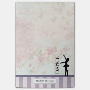 Notas Post-it® Danza - Ballerina Silhouette sobre fondo vintage