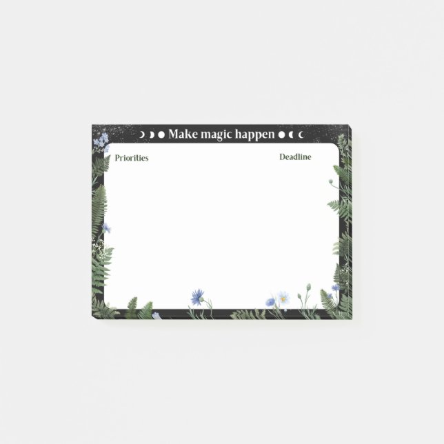 Notas Post-it® Dark Floral Productivity Sticky Note (Anverso)