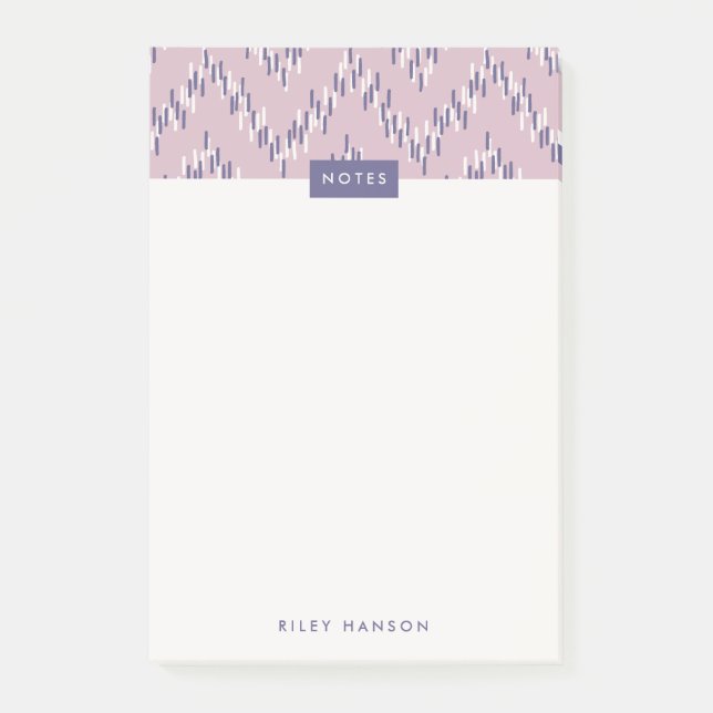 Notas Post-it® Dashing Boho Ikat Zig Zag Pattern Post-it - Purple (Anverso)