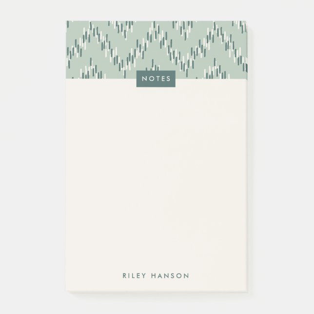Notas Post-it® Dashing Boho Ikat Zig Zag Pattern Post-it - Verde  (Anverso)