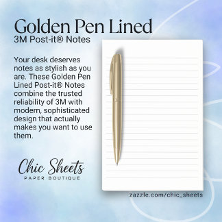 Notas Post-it® de 3M con líneas de pluma dorada