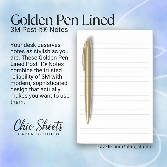 Notas Post-it® de 3M con líneas de pluma dorada (Subido por el creador)