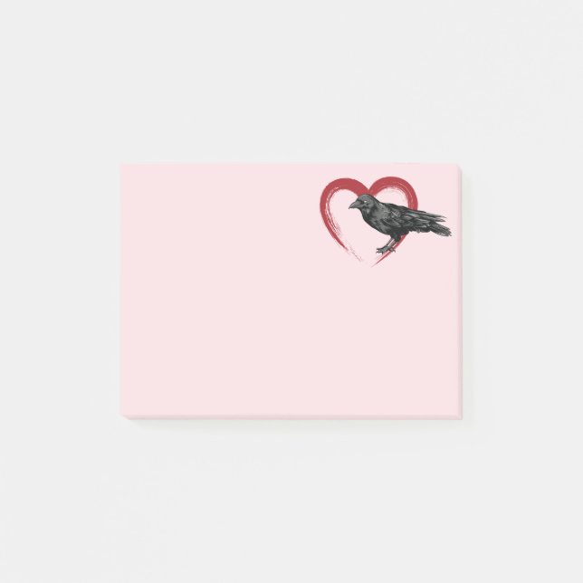 Notas Post-it de Black Bird Heart Raven (Anverso)
