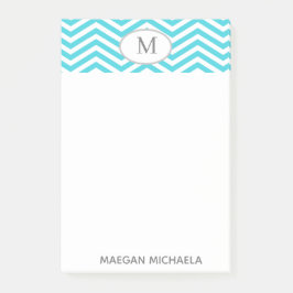 Notas Post-it de Chevron azul y blanco PERSONALIZA