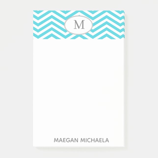 Notas Post-it de Chevron azul y blanco PERSONALIZA (Anverso)