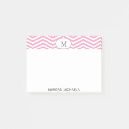Notas Post-it de Chevron blanco y rosa PERSONALIZA