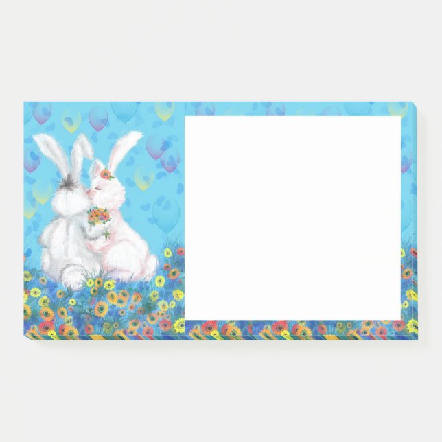 Notas Post-it® de Cute Couple Bunny (Anverso)