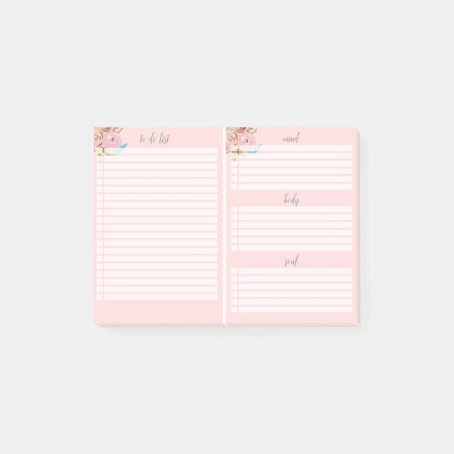 Notas Post-it® de Floral Pink To Do (Anverso)