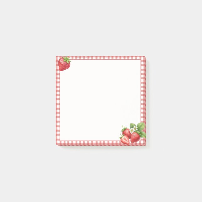 Notas Post-it® de Gingham de Fresa (Anverso)