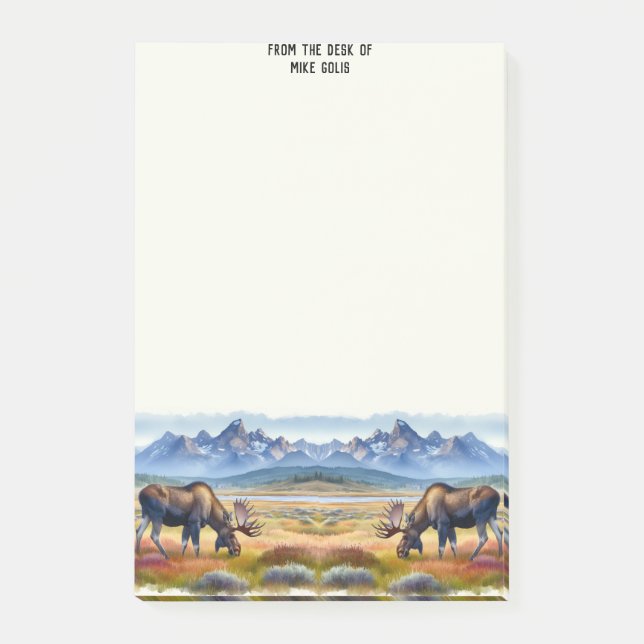 Notas Post-It de la acuarela personalizada Bull Mo (Anverso)