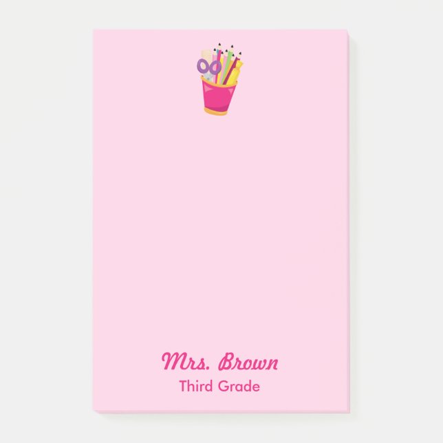Notas post-it de la escuela de bonito Pink Teacher (Anverso)