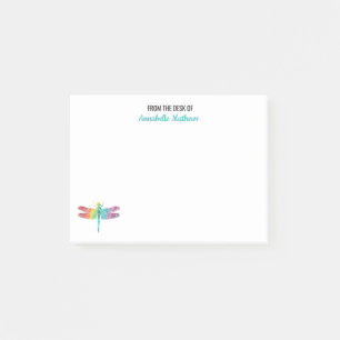 Notas Post-it® De La Mesa De La Dragonfly De Color Arcoiris