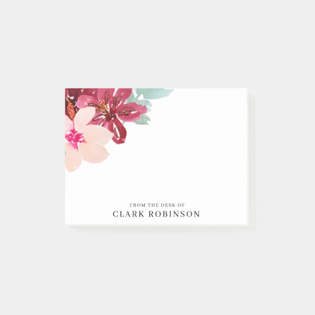 Notas Post-it® De La Mesa Del Bouquet De Las Acuarelas Femeninas (Anverso)