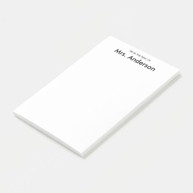 Notas Post-it® De la mesa del nombre del profesor Blanco (En perspectiva)