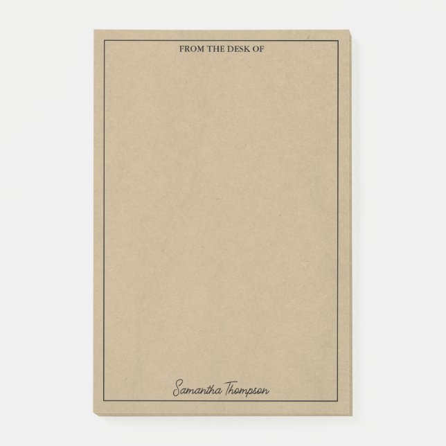 Notas Post-it® De La Oficina Del Personalizado Stationery Kraft (Anverso)