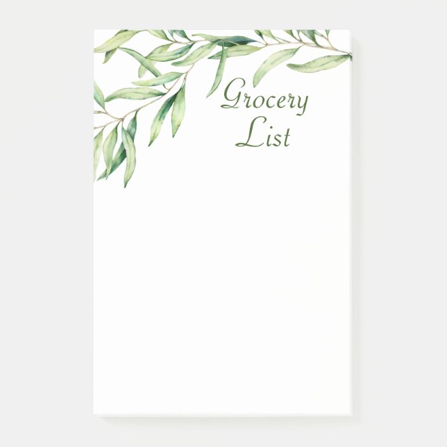 Notas Post-It® de la oliga de color de agua, 4" x  (Anverso)