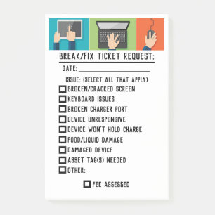 Notas Post-It® de la solicitud de entradas de int
