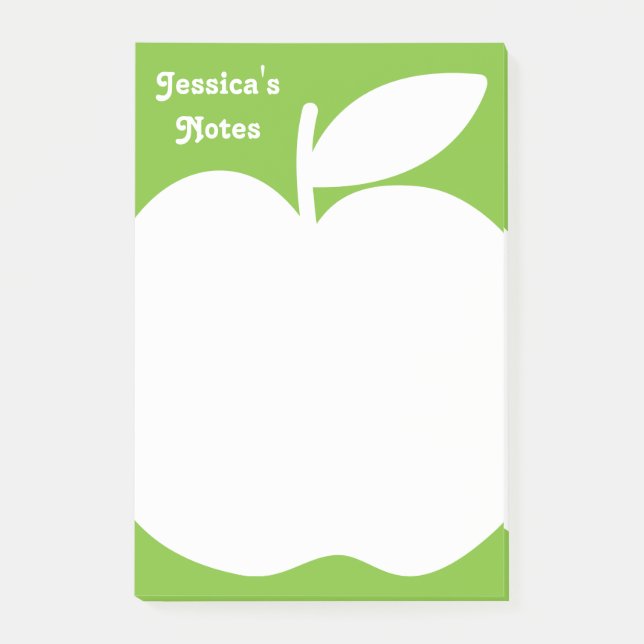 Notas Post-it® de manzana verde personalizadas (Anverso)