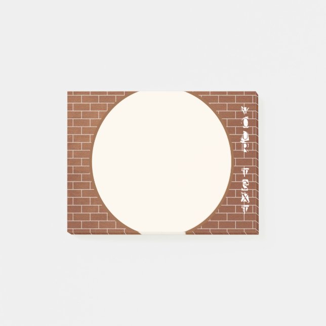 Notas Post-it® de pared de ladrillo con texto pers (Anverso)