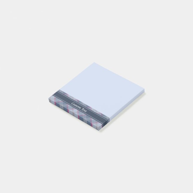 Notas Post-it de Pastel Blue y Pink Tartan (En perspectiva)