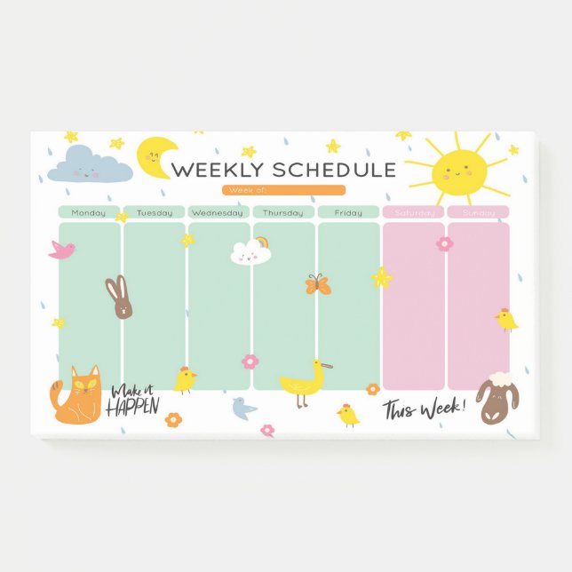 Notas Post-it® de programación semanal (Anverso)