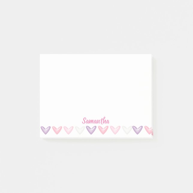 Notas Post-it de Purple & Pink Hearts (Anverso)