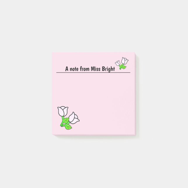 Notas Post-it de rosas rosadas (Anverso)