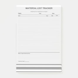 Notas Post-it® de seguimiento de lista de material