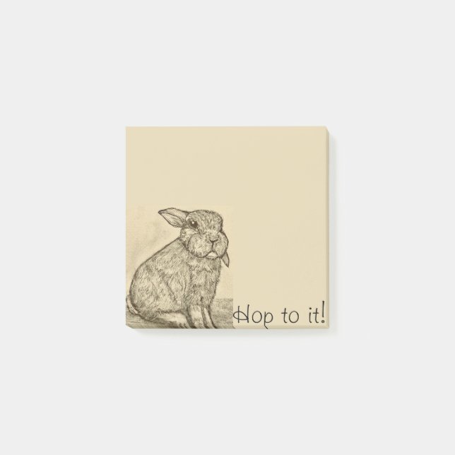 Notas Post-it de Sepia Antique Bunny Rabbit (Anverso)