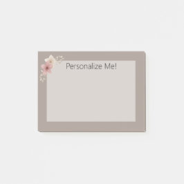 Notas post-it® de Taupe y Personalizado floral ros