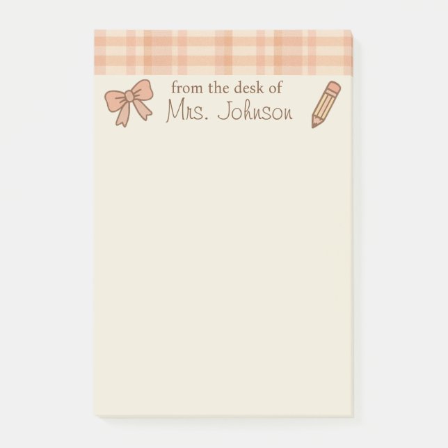 Notas Post-it de Trendy Teacher Personalized 4"x6" (Anverso)