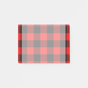 Notas Post-it® Decoración de color rojo y negro de lumberjack neg