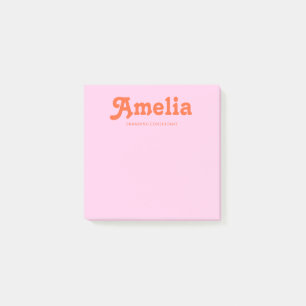 Notas Post-it® Decoración Retro Minimalista Rosa Naranja