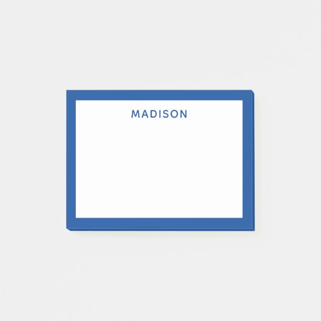Notas Post-it® Deep Blue Border Modern Monograma Nombre (Anverso)