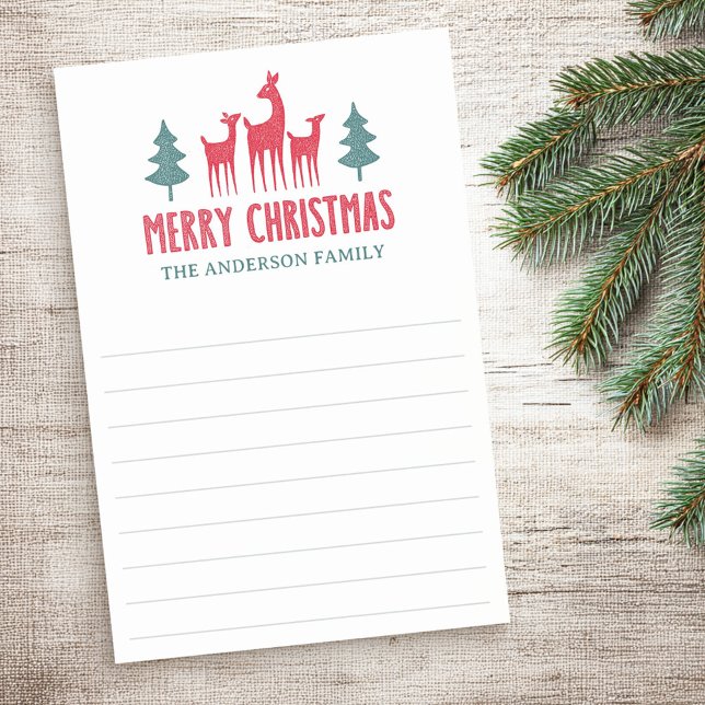 Notas Post-it® Deer family Merry Christmas name lined (Deer family Merry Christmas name lined Post-it Notes)