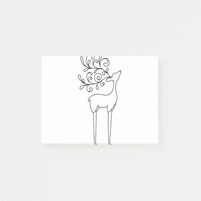 Notas Post-it® Deer Line Art Outline Reindeer (Anverso)