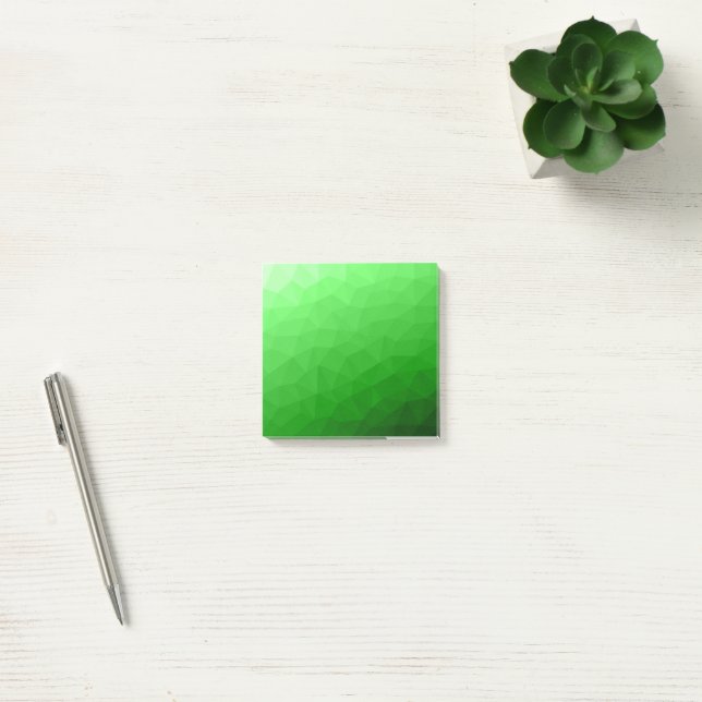 Notas Post-it® Degradado verde claro malla geométrica patrón bril (Oficina)
