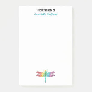 Notas Post-it® Del escritorio de la libélula de la acuarela del