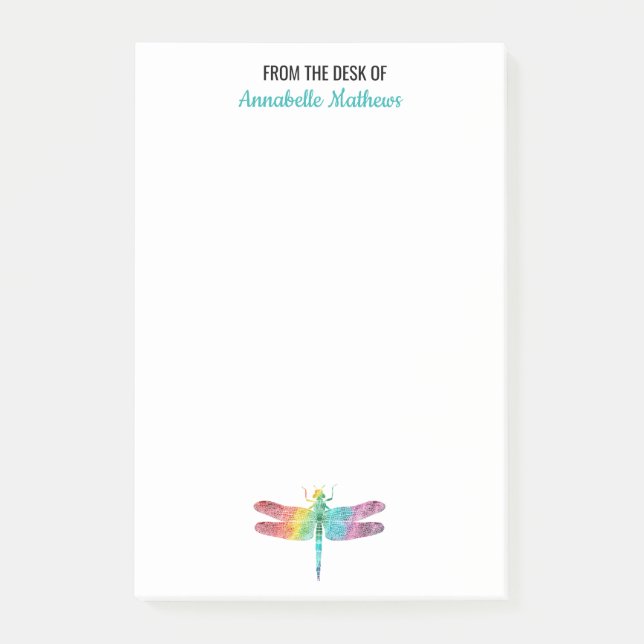Notas Post-it® Del escritorio de la libélula de la acuarela del (Anverso)