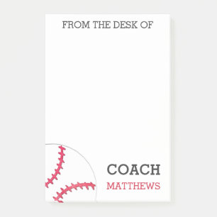 Notas Post-it® Del escritorio del entrenador de béisbol