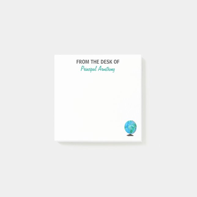 Notas Post-it® Del escritorio del globo personalizado principal (Anverso)
