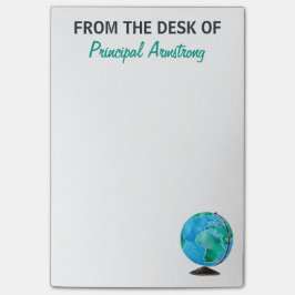 Notas Post-it® Del escritorio del globo principal de la acuarela