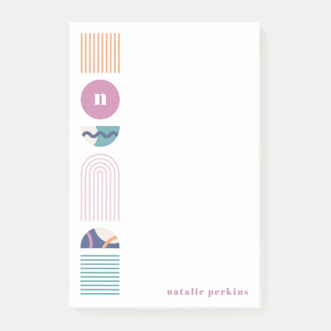 Notas post-it del monograma arcoiris geométrico -  (Anverso)