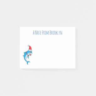 Notas Post-it® Delfín lindo con personalizado de Santa hat
