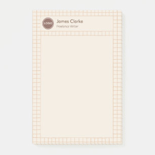 Notas Post-it® Delicado patrón de color marrón crema con logotipo