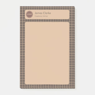 Notas Post-it® Delicado patrón de color marrón crema con logotipo