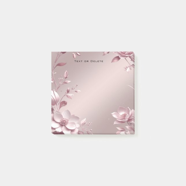 Notas Post-it® Delicate Pink Floral Post it Notes (Anverso)